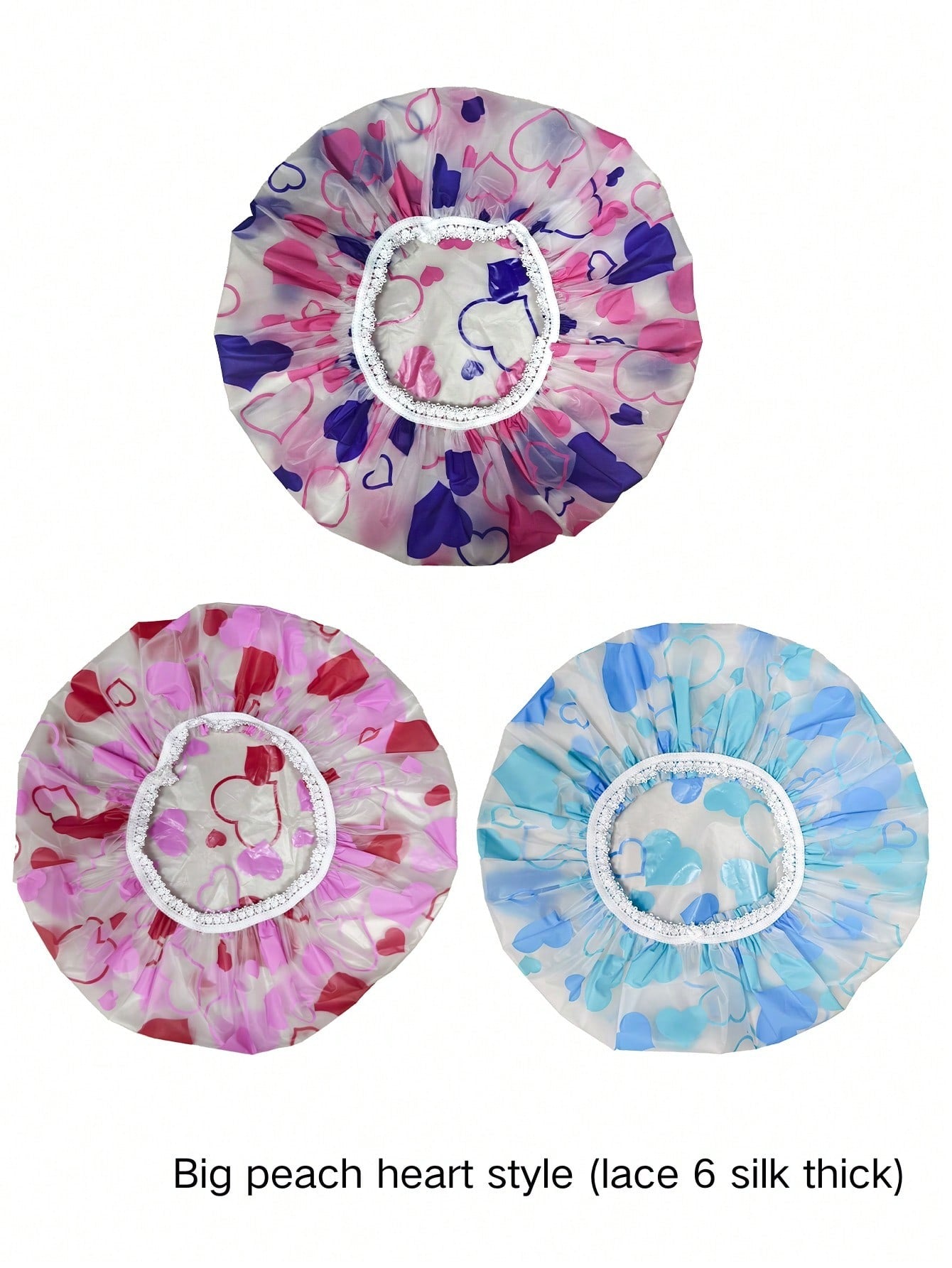 1PC EVA Shower Cap Waterproof Shower Cap Shower Head Cover Kitchen Anti-Oil Fume Thickened Elastic Reusable Shower Cap, Beauty Salon Spa Lace Elastic Band Flower Print Hat Hair Shower Cap,Bonnet,Shower Cap