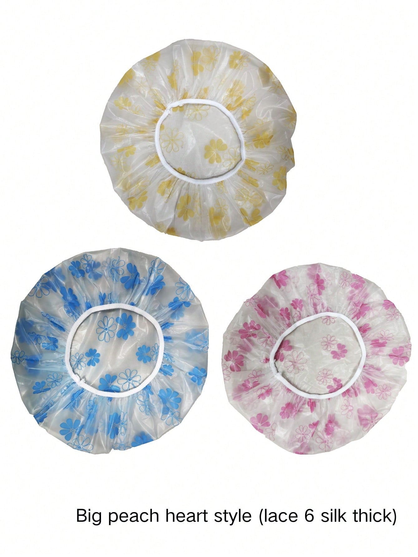 1PC EVA Shower Cap Waterproof Shower Cap Shower Head Cover Kitchen Anti-Oil Fume Thickened Elastic Reusable Shower Cap, Beauty Salon Spa Lace Elastic Band Flower Print Hat Hair Shower Cap,Bonnet,Shower Cap
