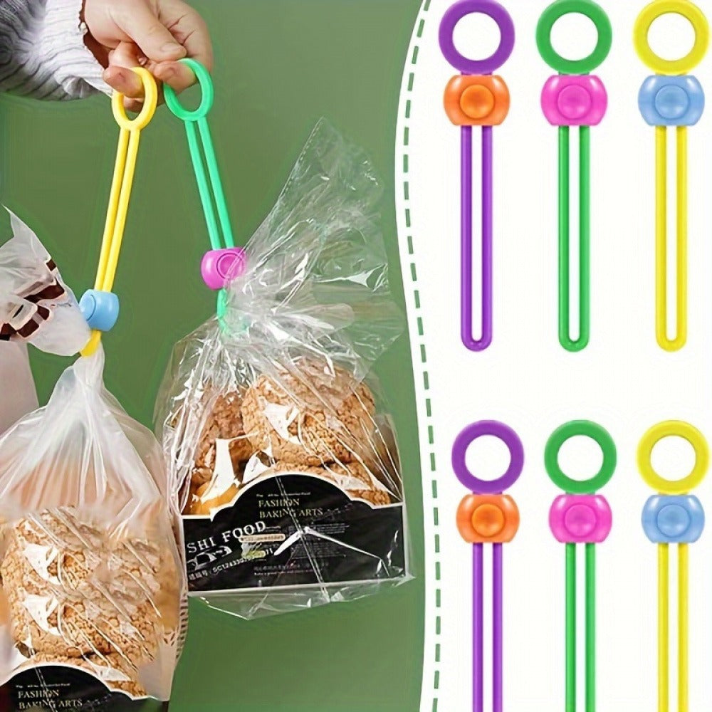 6-Piece Food Bag Sealing Clips Including 2 Yellow, 2 Green, 2 Purple, Silicone Food Bag Sealing Straps, Reusable And Adjustable Clips For Sealing Devices, Suitable For Various Plastic Bags, String Bags, And Rice Bags