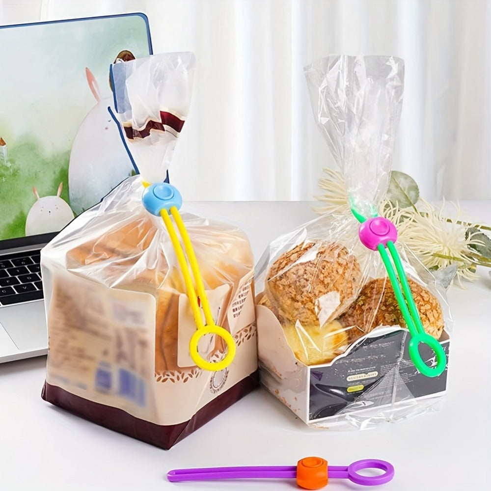 6-Piece Food Bag Sealing Clips Including 2 Yellow, 2 Green, 2 Purple, Silicone Food Bag Sealing Straps, Reusable And Adjustable Clips For Sealing Devices, Suitable For Various Plastic Bags, String Bags, And Rice Bags