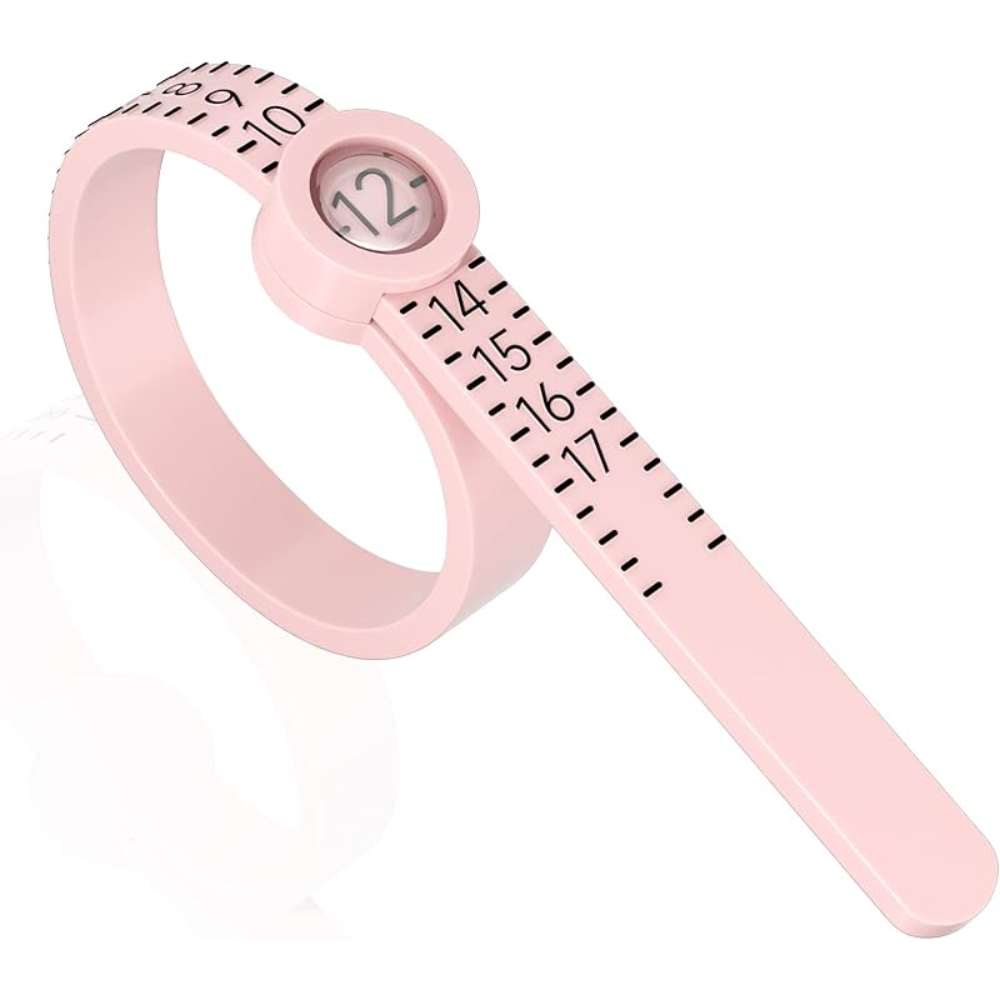 1pc Pink Reusable Ring Sizer Measuring Tool - Adjustable Jewelry Size Gauge
