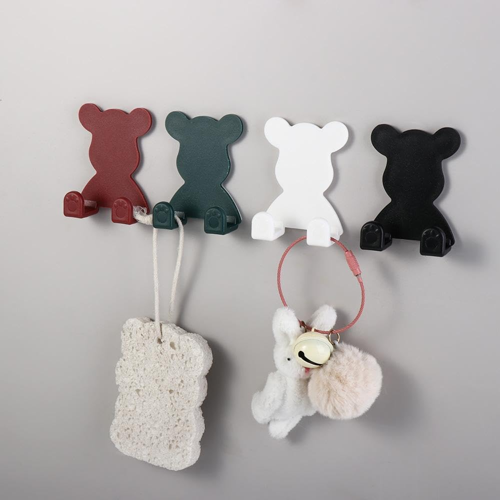 1pc Cute Bear Plastic Wall Hooks - No-Drilling Heavy Duty Razor/Cosmetic Organizer - Bathroom Decor For Home & Summer Use