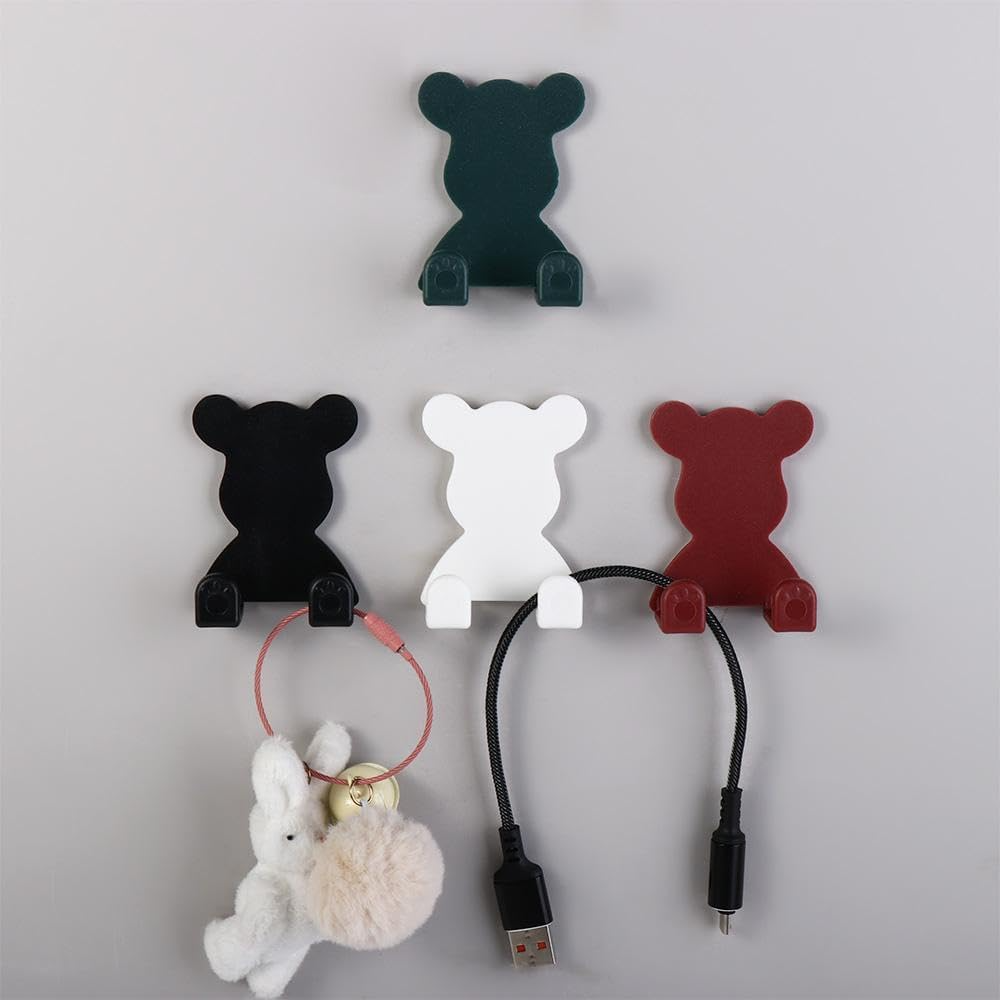 1pc Cute Bear Plastic Wall Hooks - No-Drilling Heavy Duty Razor/Cosmetic Organizer - Bathroom Decor For Home & Summer Use