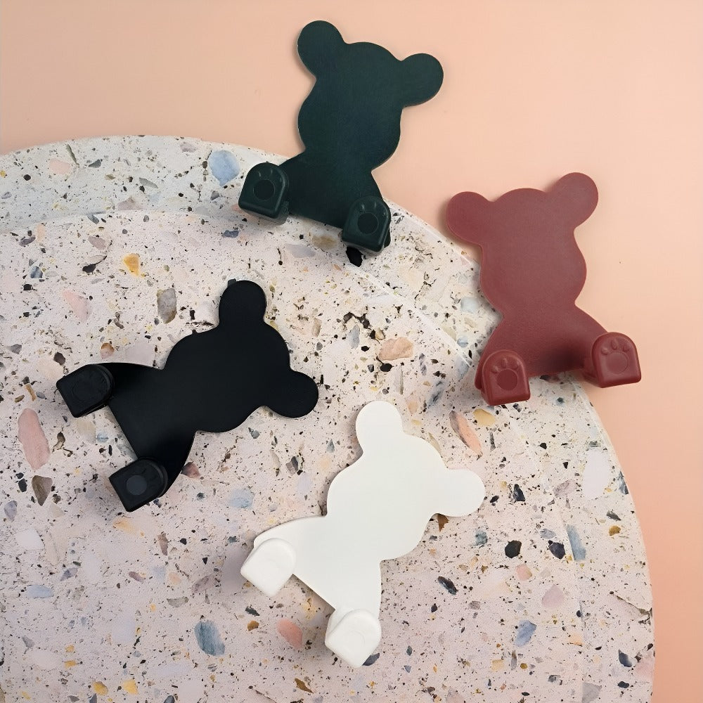 1pc Cute Bear Plastic Wall Hooks - No-Drilling Heavy Duty Razor/Cosmetic Organizer - Bathroom Decor For Home & Summer Use