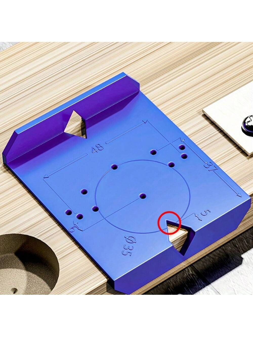 1pc Durable Plastic Cabinet Hinge Drilling Guide - Precision Woodworking Tool With 3.54" Accuracy, Blue Flush Mounting Template For Cabinet Door Installation, Adjustable Alignment & Easy-Use Design