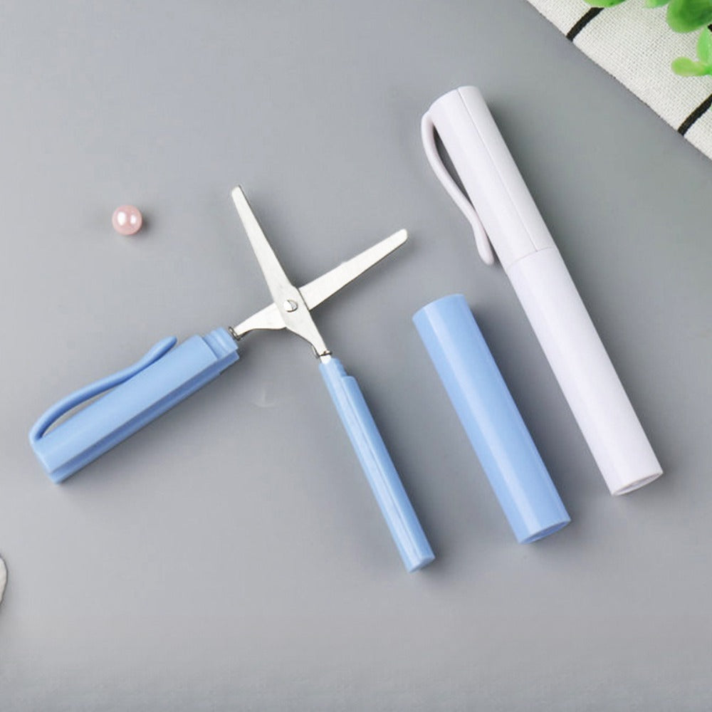 1pc RANDOM COLOR Mini Portable Folding Scissors - Compact, Sharp & Durable For Crafting/DIY/Everyday Use - Light Blue/Pink/Mint Green Handles