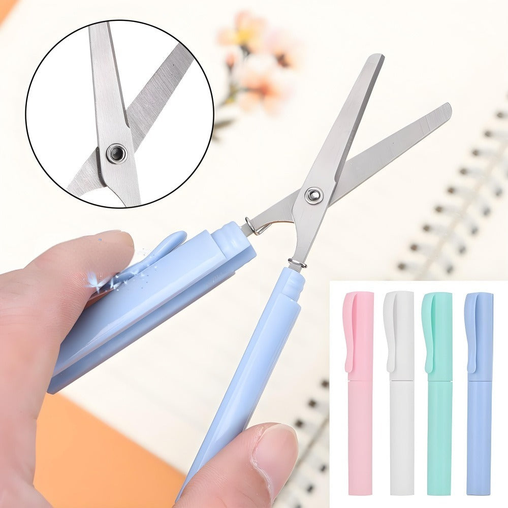 1pc RANDOM COLOR Mini Portable Folding Scissors - Compact, Sharp & Durable For Crafting/DIY/Everyday Use - Light Blue/Pink/Mint Green Handles