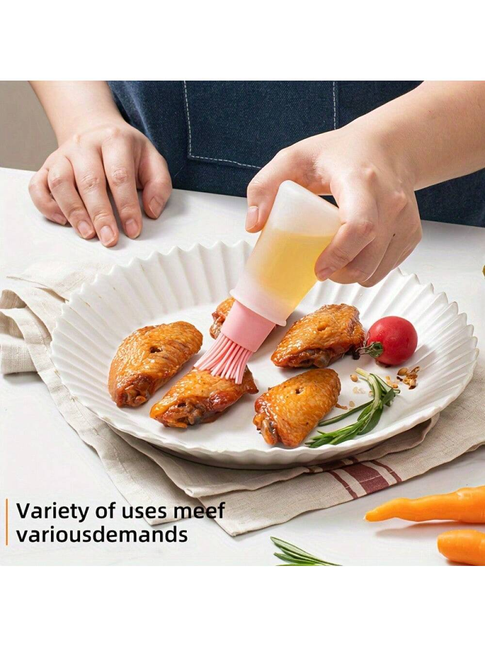 1PC Silicone Oil Brush With Integrated Bottle - High-Temperature Resistant For BBQ, Air Fryer & Baking - Kitchen Essential