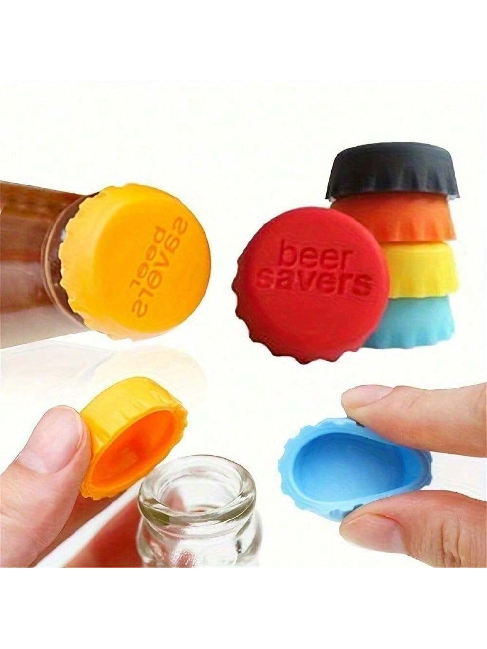 6PCS Silicone Bottle Cap Stoppers | Reusable Air-Tight Seals, Assorted Colors (Random) | Fits Wine, Beer, Soda Bottles | Kitchen & Catering Essentials | Durable Food-Safe Silicone