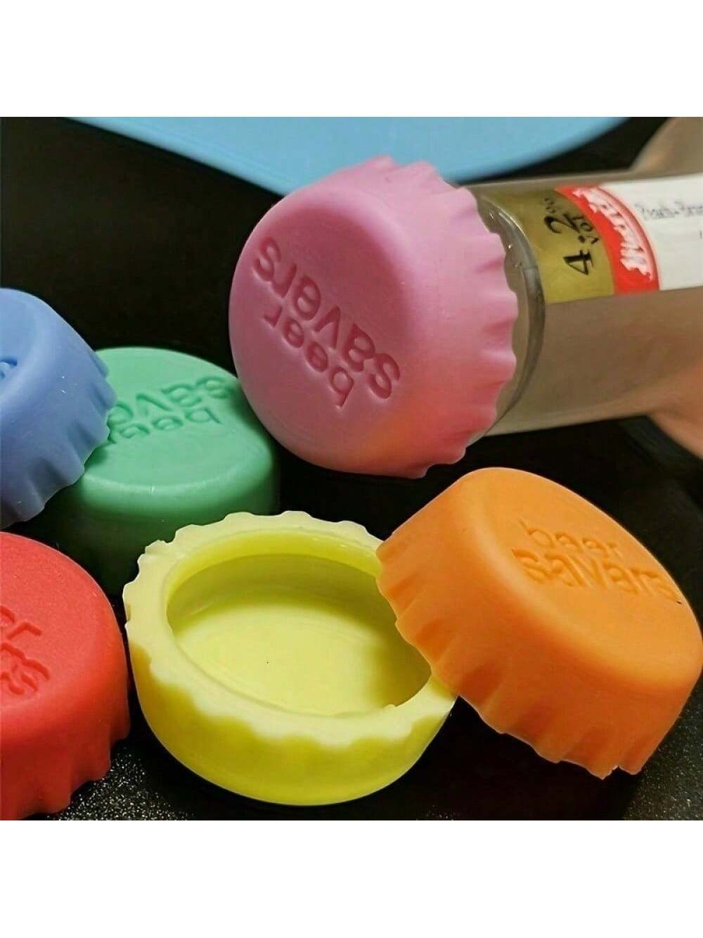 6PCS Silicone Bottle Cap Stoppers | Reusable Air-Tight Seals, Assorted Colors (Random) | Fits Wine, Beer, Soda Bottles | Kitchen & Catering Essentials | Durable Food-Safe Silicone