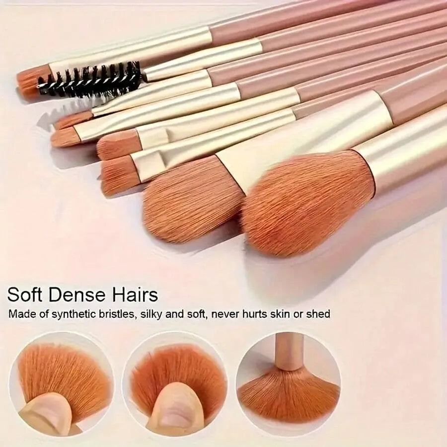 8pcs/1pack Mini Multipurpose Makeup Brush Set, Professional Makeup Tools Kit For Blush, Highlighter, Eyeshadow, Powder, Concealer & Eyebrow Pencil, Ideal Gift For Beginners Portable And Practical