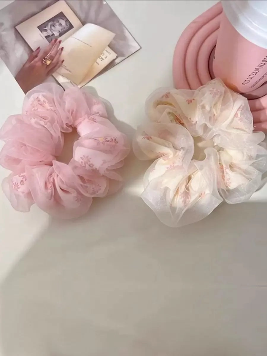 1PC RANDOM COLOR Floral Scrunchies, Oversized Hair Ties, Elegant Hair Accessories, Back To School