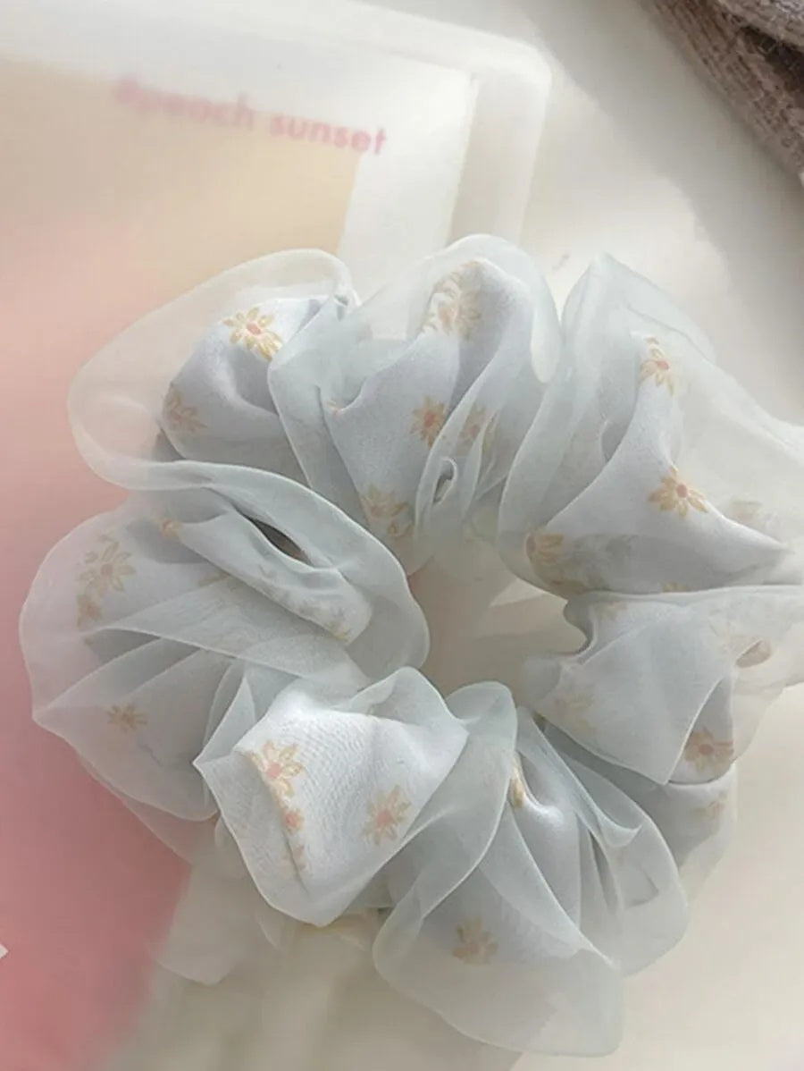 1PC RANDOM COLOR Floral Scrunchies, Oversized Hair Ties, Elegant Hair Accessories, Back To School