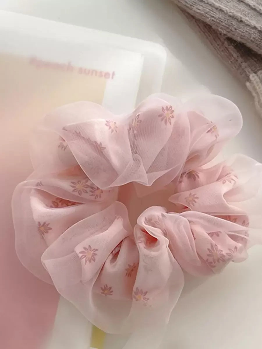 1PC RANDOM COLOR Floral Scrunchies, Oversized Hair Ties, Elegant Hair Accessories, Back To School