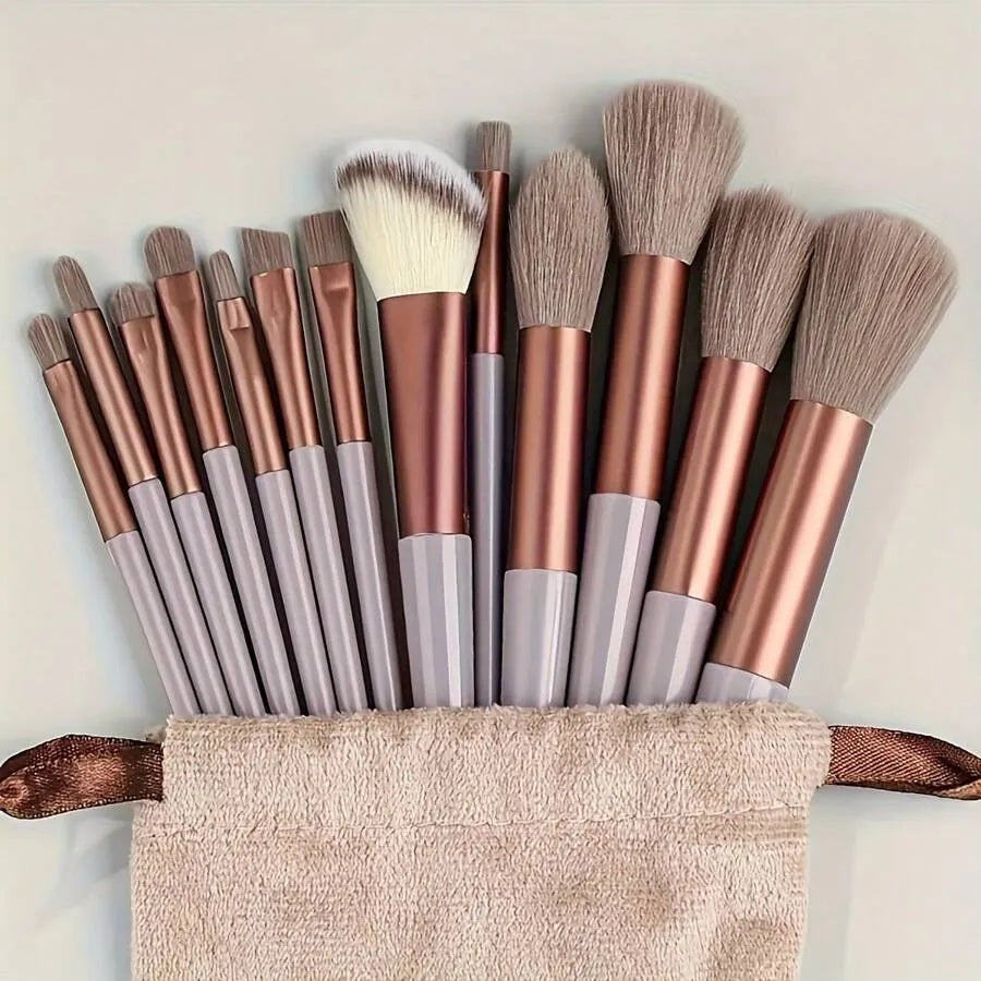 13PCS/1PACK Christmas Limited Edition Premium 13 Soft Makeup Brushes Set With Perfect Soft Pouch - Premium Makeup Tools, Made Of High Quality Fibers, Girly Fashion Items, Christmas Gifts - Women'S Gifts