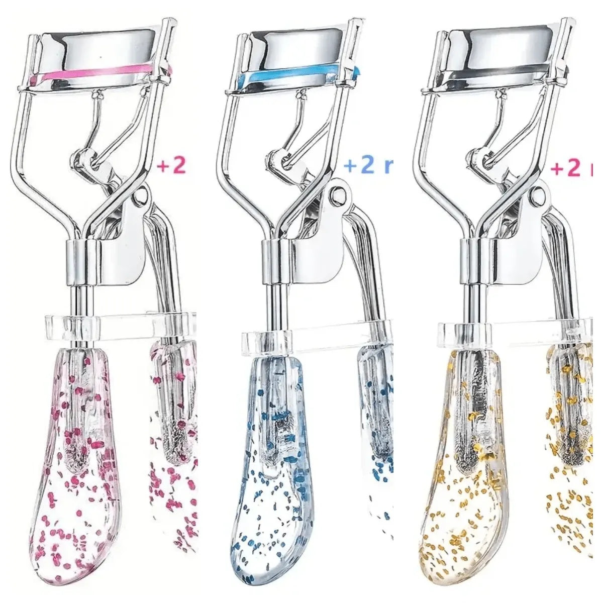 1PC RANDOM COLOR Premium Shiny Eyelash Curler  - Provides Quick And Natural Curling, Long-Lasting Lift And Growth. Includes An Eyelash Curler And Makeup Tool, With 2 Replacement Strips.