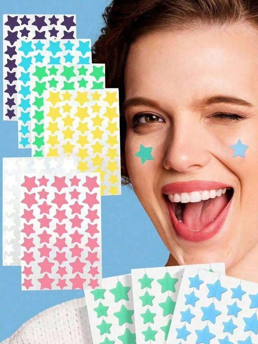 6PCS Face Stickers, Holiday Party Stickers Star Decorative Stickers, Halloween Five-Pointed Star Stickers, Colorful Decorative Stickers, For Decoration Only (Not For Makeup), Easy To Use, Makeup And Decorative Accessories, Suitable For Parties, Gatheri