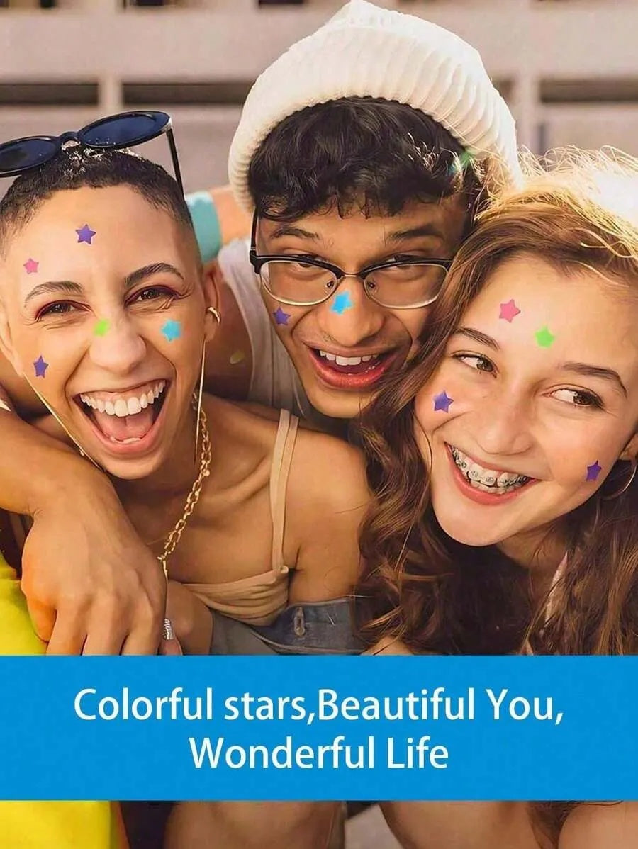6PCS Face Stickers, Holiday Party Stickers Star Decorative Stickers, Halloween Five-Pointed Star Stickers, Colorful Decorative Stickers, For Decoration Only (Not For Makeup), Easy To Use, Makeup And Decorative Accessories, Suitable For Parties, Gatheri