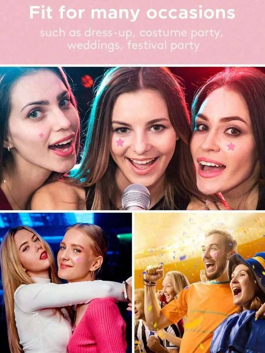 6PCS Face Stickers, Holiday Party Stickers Star Decorative Stickers, Halloween Five-Pointed Star Stickers, Colorful Decorative Stickers, For Decoration Only (Not For Makeup), Easy To Use, Makeup And Decorative Accessories, Suitable For Parties, Gatheri