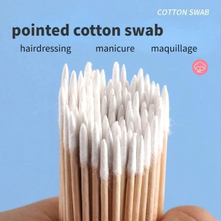 100PCS Portable Nail Polish Makeup Remover Clean Cotton Swabs For Healthy Manicures And Makeup Clean Cotton Swabs
