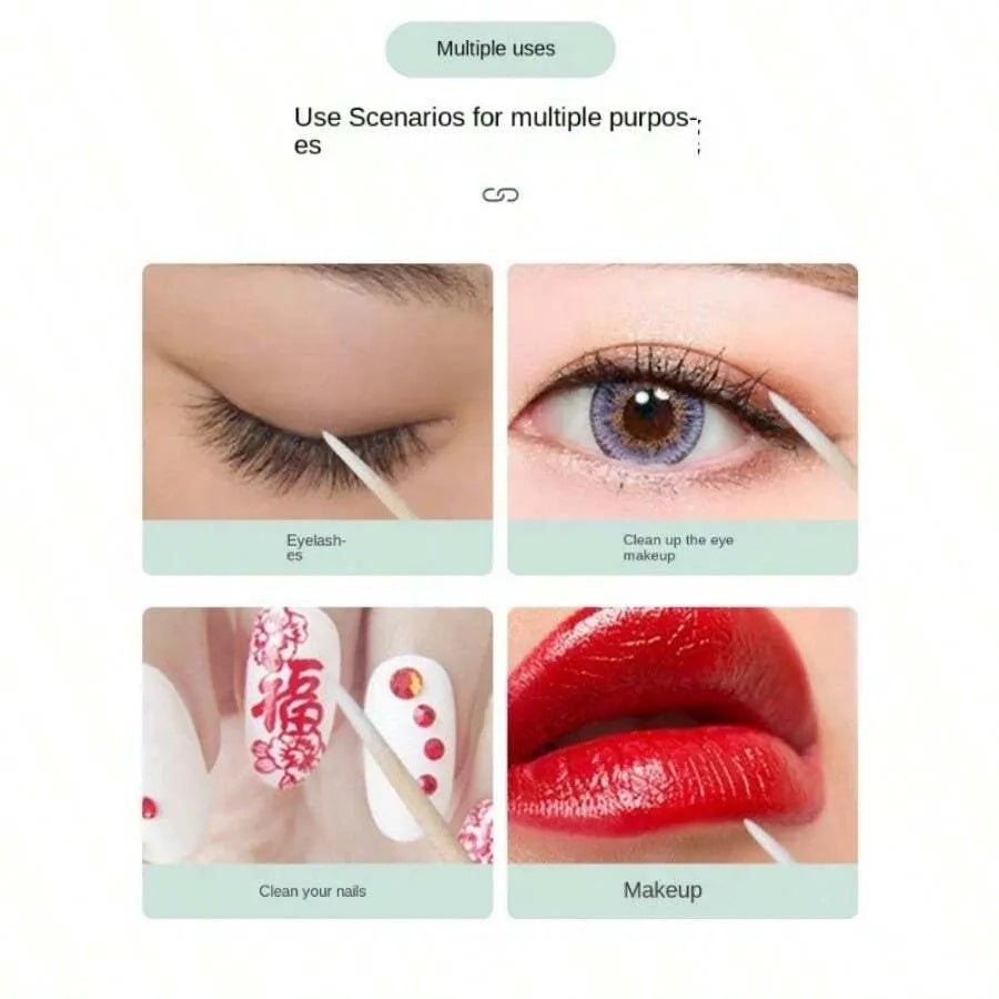 100PCS Portable Nail Polish Makeup Remover Clean Cotton Swabs For Healthy Manicures And Makeup Clean Cotton Swabs