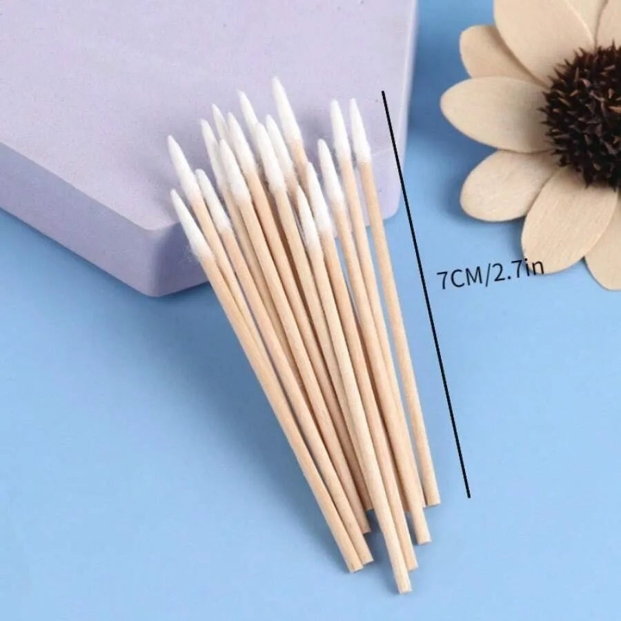 100PCS Portable Nail Polish Makeup Remover Clean Cotton Swabs For Healthy Manicures And Makeup Clean Cotton Swabs