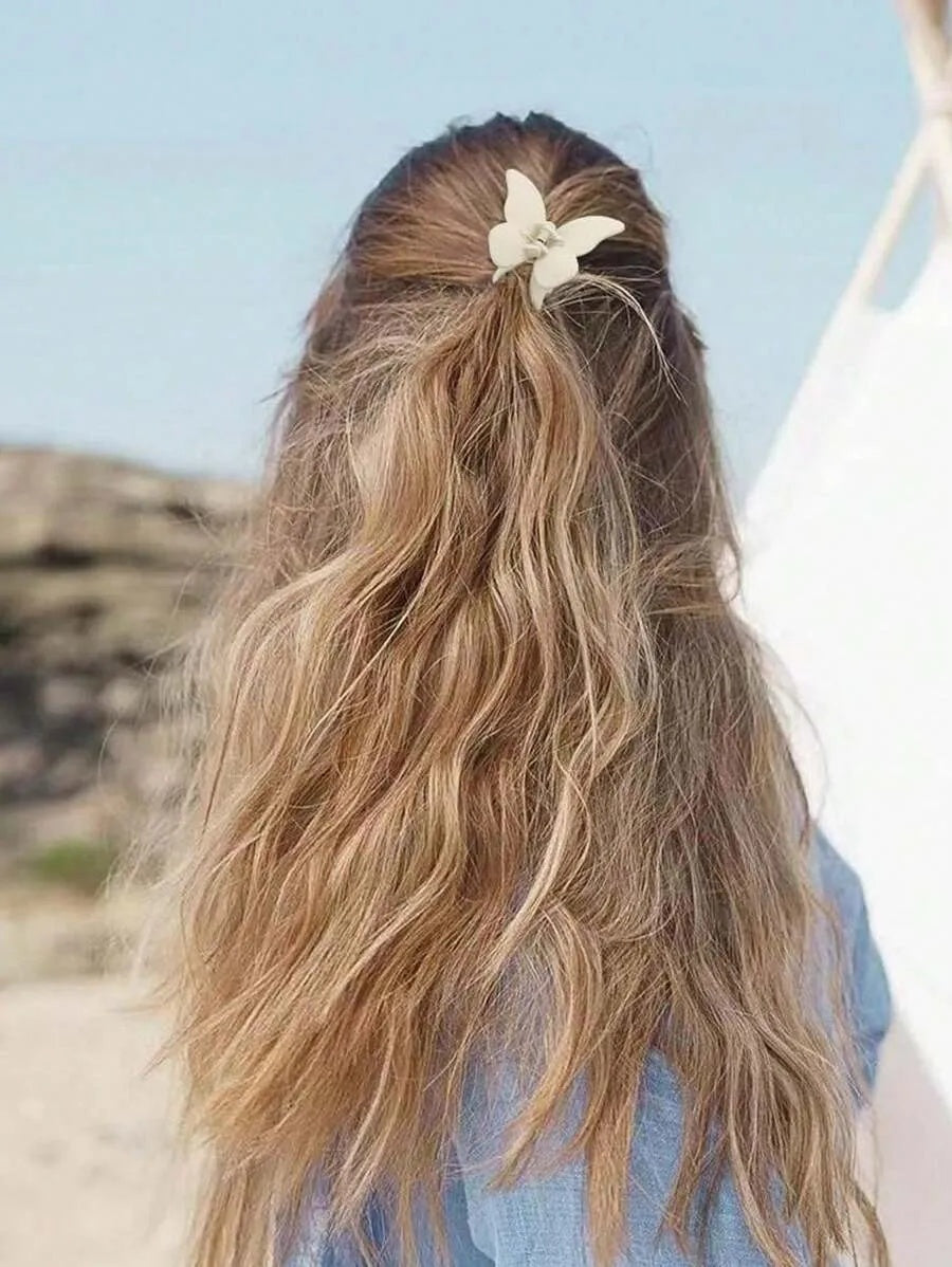 1pc RANDOM COLOR Black/White/Brown Butterfly Shaped Lightweight Plastic Hair Clip, Fashionable And Versatile Cute Minimalist Design Hair Claw Accessory, Suitable For Daily Wear, Party, Commute, Vacation, Face Washing, Showering