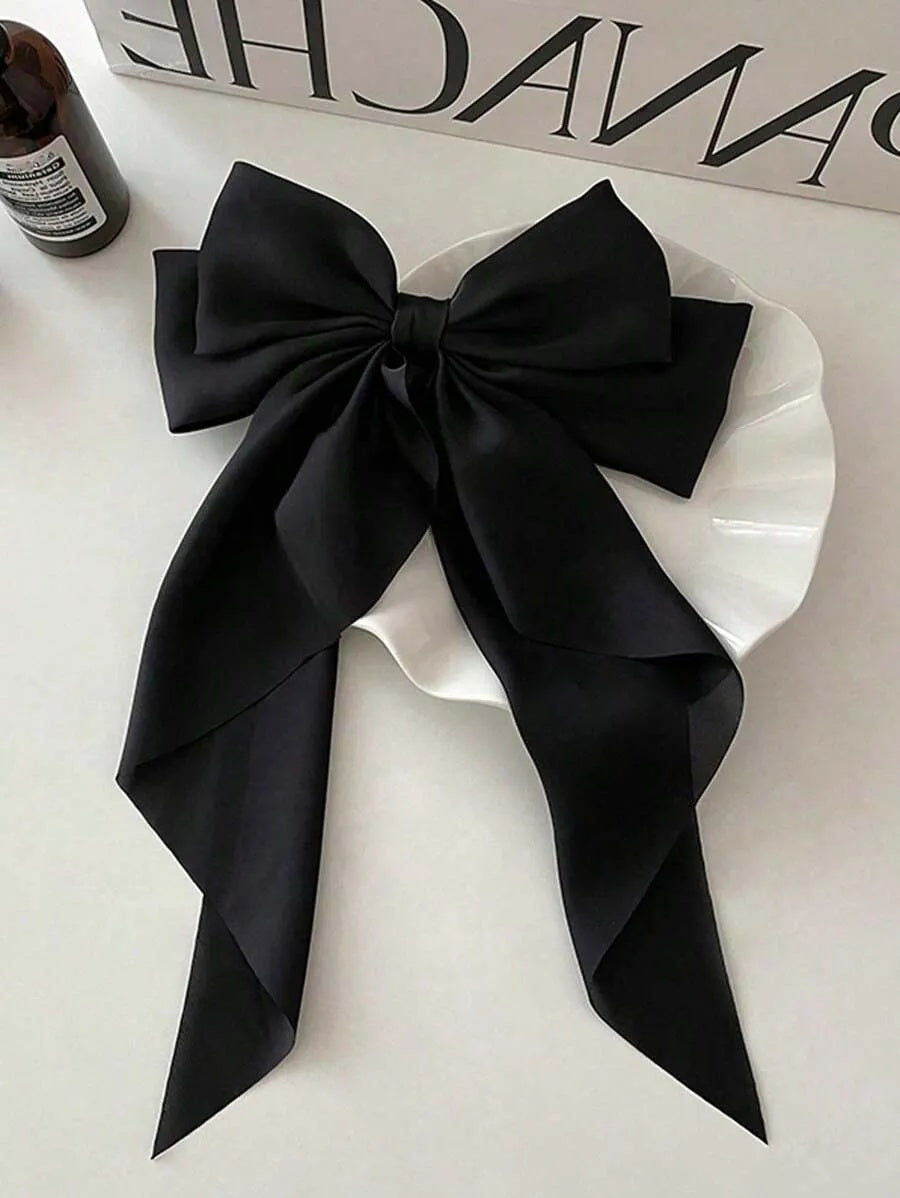 1PC Women's Red Satin Silk Large Bow Hair Clips, Fashion Versatile High-End Elegant Simple Solid Color Hair Accessories, Suitable For Daily Outing, Casual, Party, Commuting, Vacation, Hair Bun,