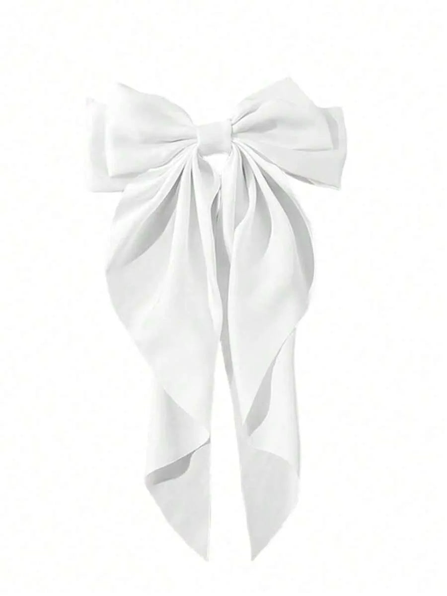 1PC Women's Red Satin Silk Large Bow Hair Clips, Fashion Versatile High-End Elegant Simple Solid Color Hair Accessories, Suitable For Daily Outing, Casual, Party, Commuting, Vacation, Hair Bun,