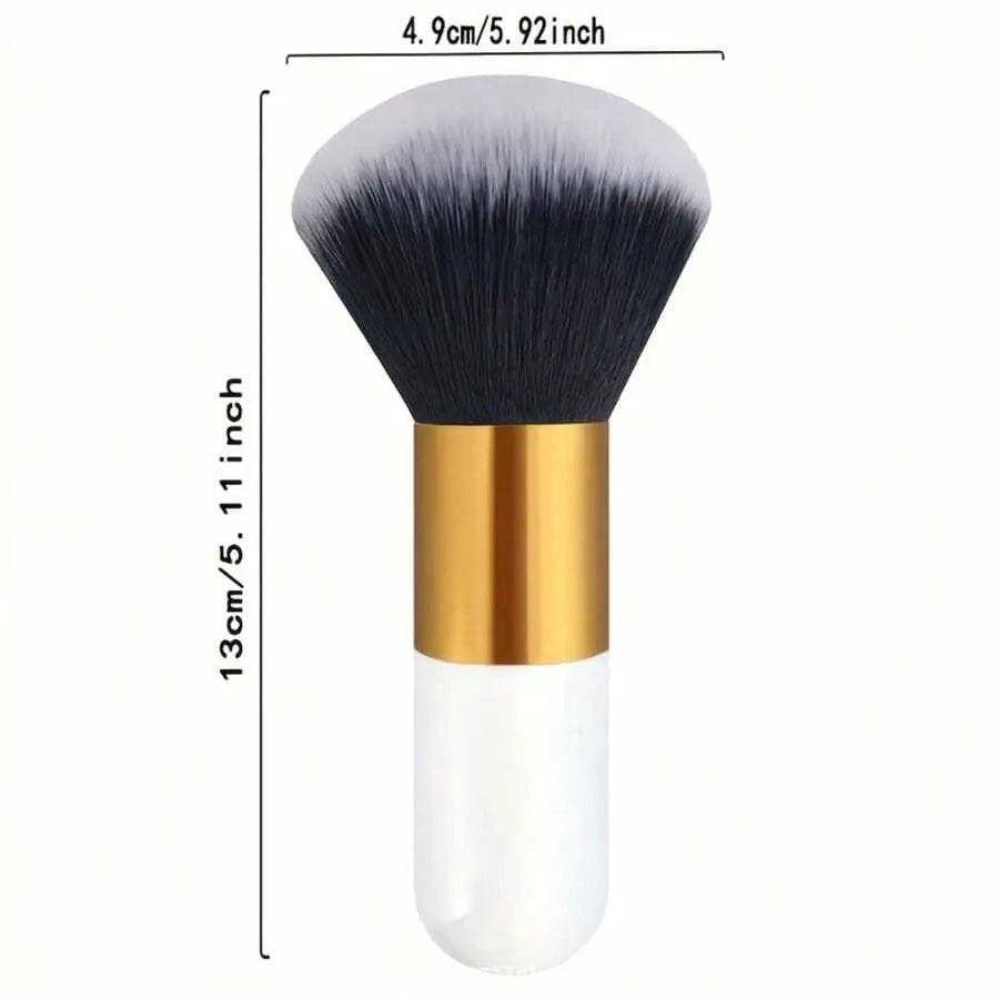 1PC Large Loose Powder, Honey Brush, Powder Blusher Brush, Makeup Tool, Suitable For Foundation Make-Up, Powder Blusher And Bronze Soft Nylon Brush, Suitable For All Skin Types, Professional Makeup Brush, Fashionable Black Handle, Thick Brush