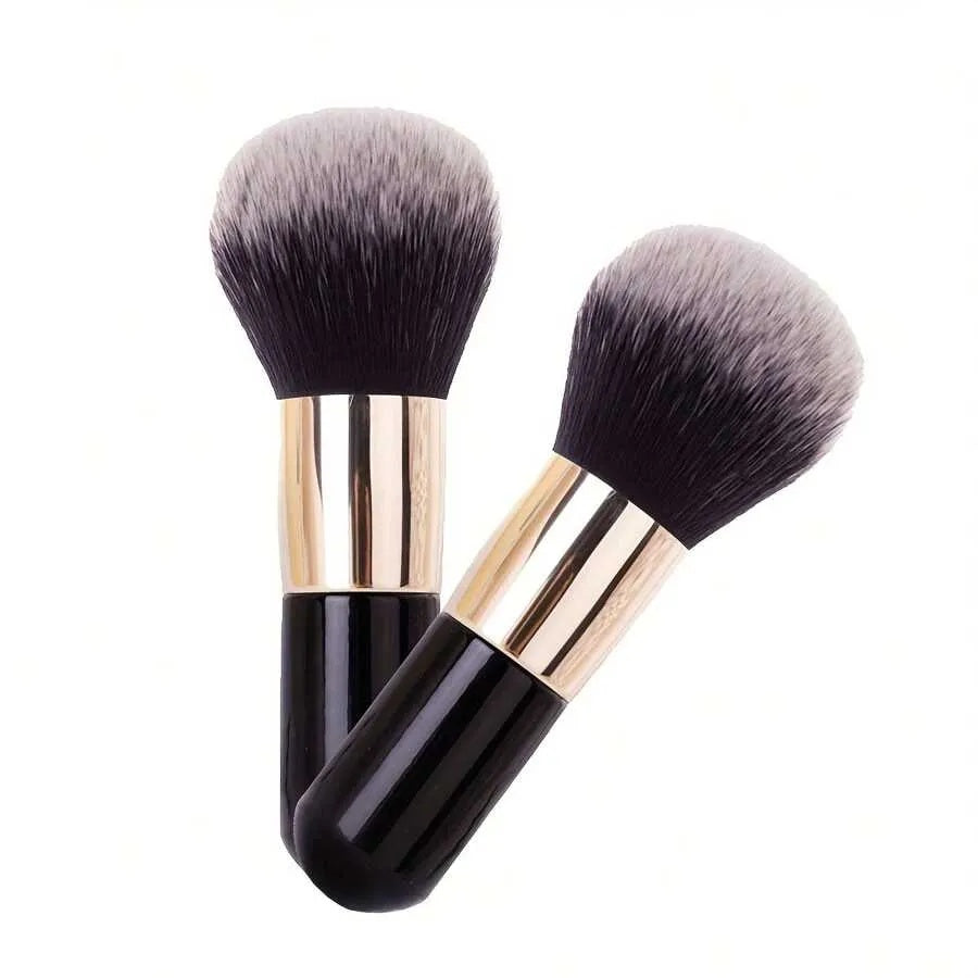 1PC Large Loose Powder, Honey Brush, Powder Blusher Brush, Makeup Tool, Suitable For Foundation Make-Up, Powder Blusher And Bronze Soft Nylon Brush, Suitable For All Skin Types, Professional Makeup Brush, Fashionable Black Handle, Thick Brush
