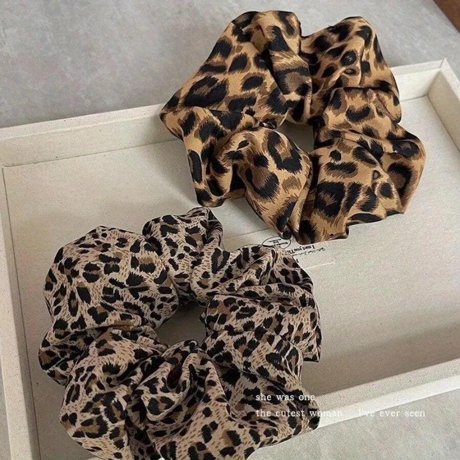 1PC Leopard Print Headband Set, Silk Headband, High Elastic Hair Ring, Hair Care, No Harm, Fluffy Low Ponytail Clip, Suitable For Girls, Over 14 Years Old, Birthday Gift