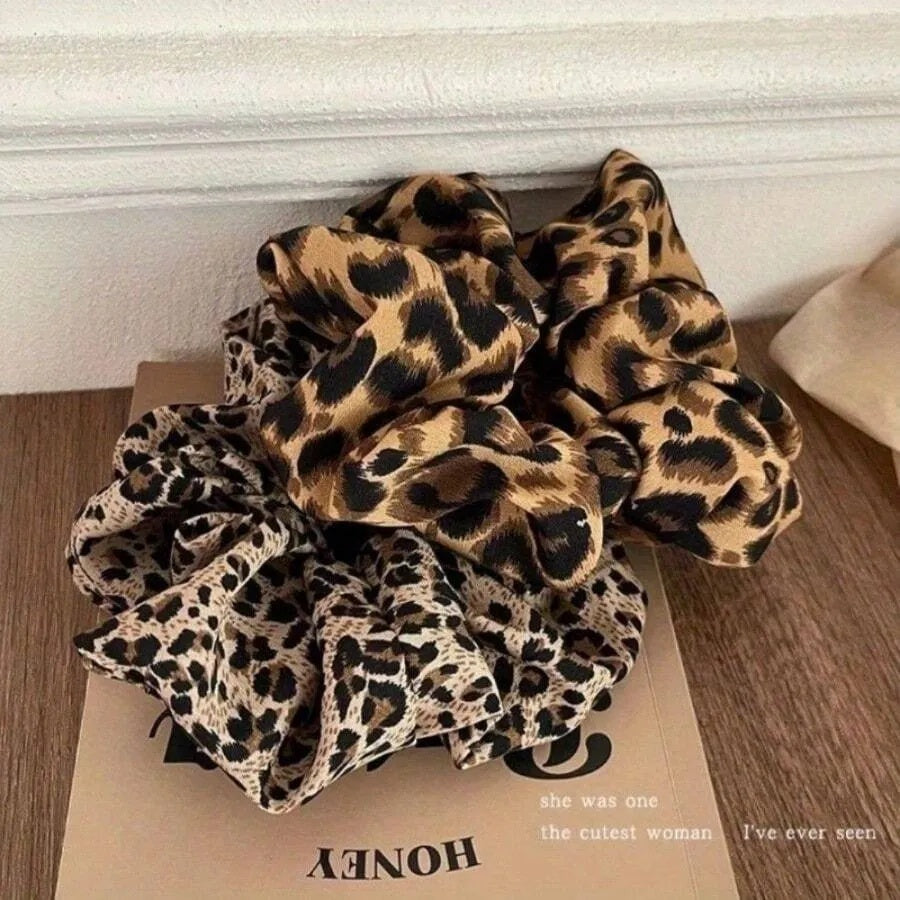 1PC Leopard Print Headband Set, Silk Headband, High Elastic Hair Ring, Hair Care, No Harm, Fluffy Low Ponytail Clip, Suitable For Girls, Over 14 Years Old, Birthday Gift