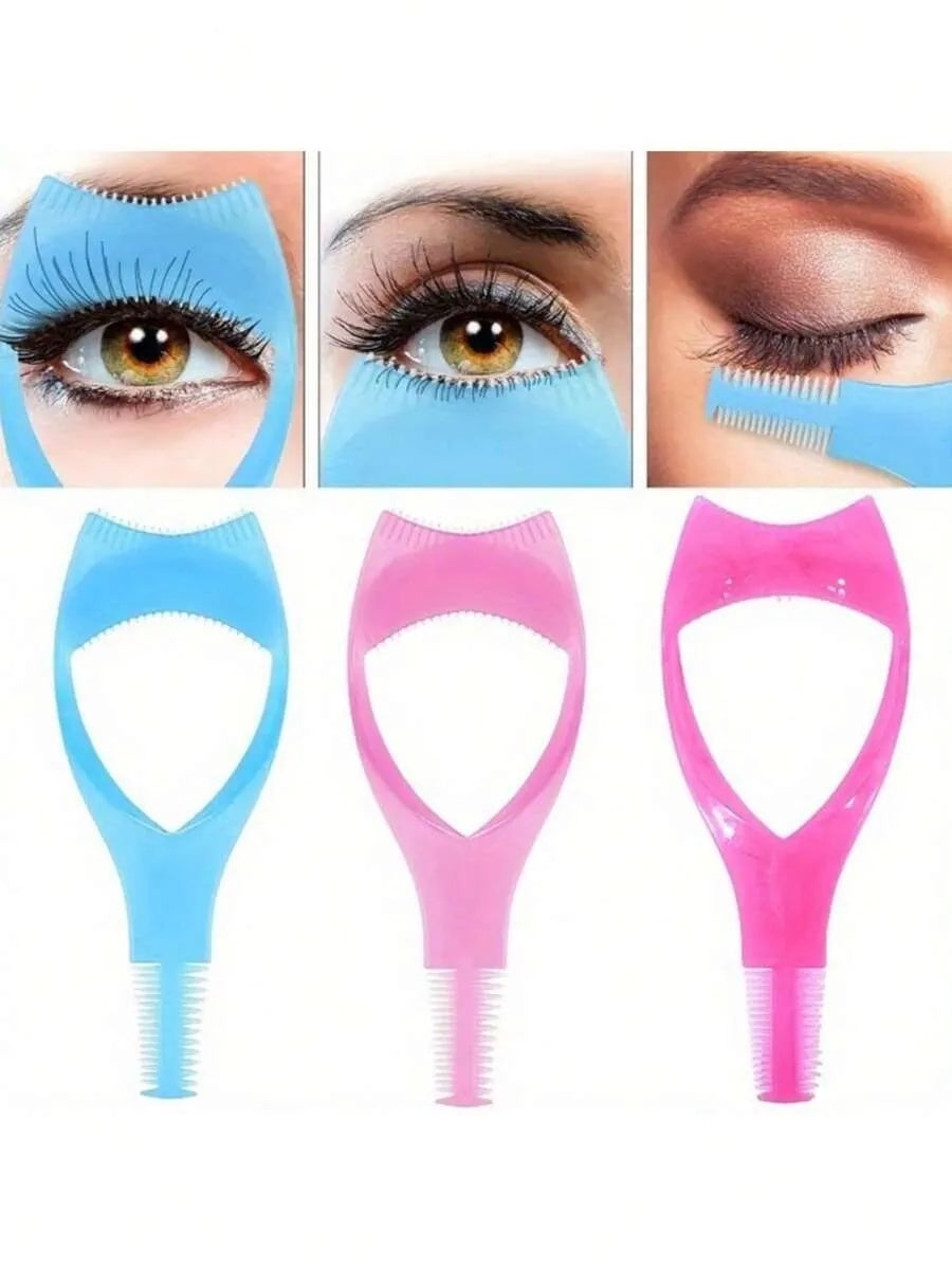 1PC RANDOM COLOR 3-In-1 Crystal Eyelash Curler & Eye Makeup Stencil, Beginner Friendly Eyeliner Auxiliary Tool, Multifunctional Eye Shielding Tool For Clumsy Users