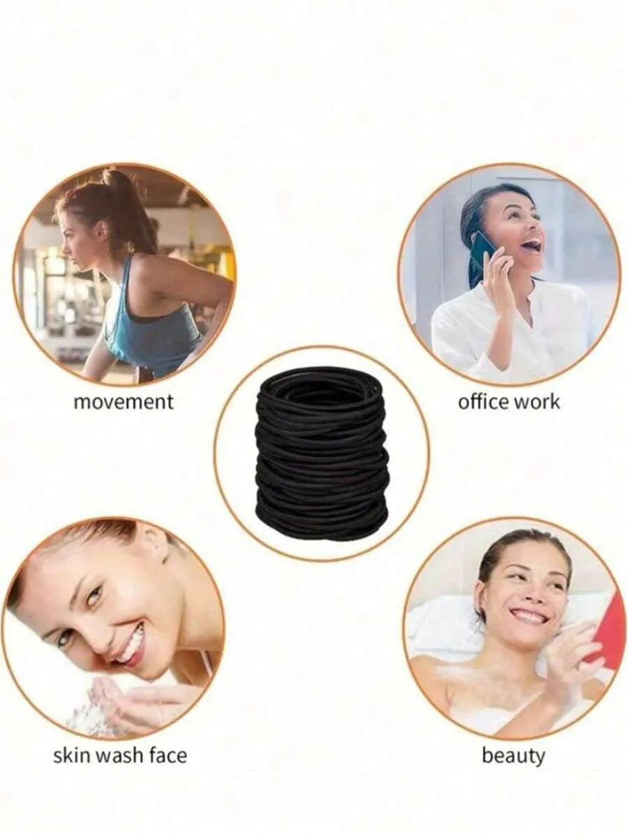 100PCS High Elasticity Basic Black Hair Ties, Hair Accessories, Hairbands Scrunchies Ponytail Holders, Hair Styling Tools