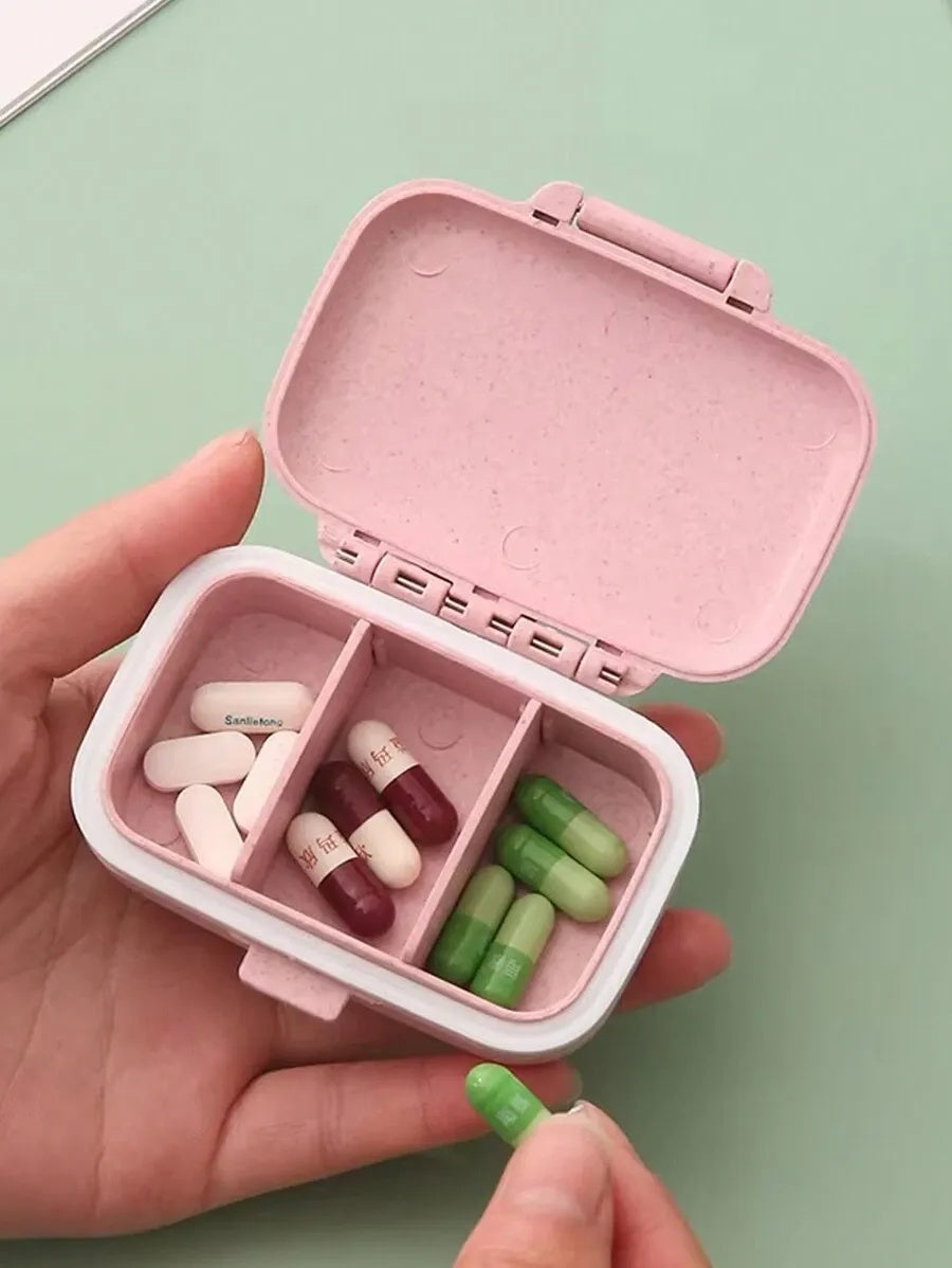 1PC RANDOM COLOR Mini Portable Pill Organizer Box - 3 Compartment Pill Box Tablet Storage Container, Weekly Pill Box, Medication Dispenser