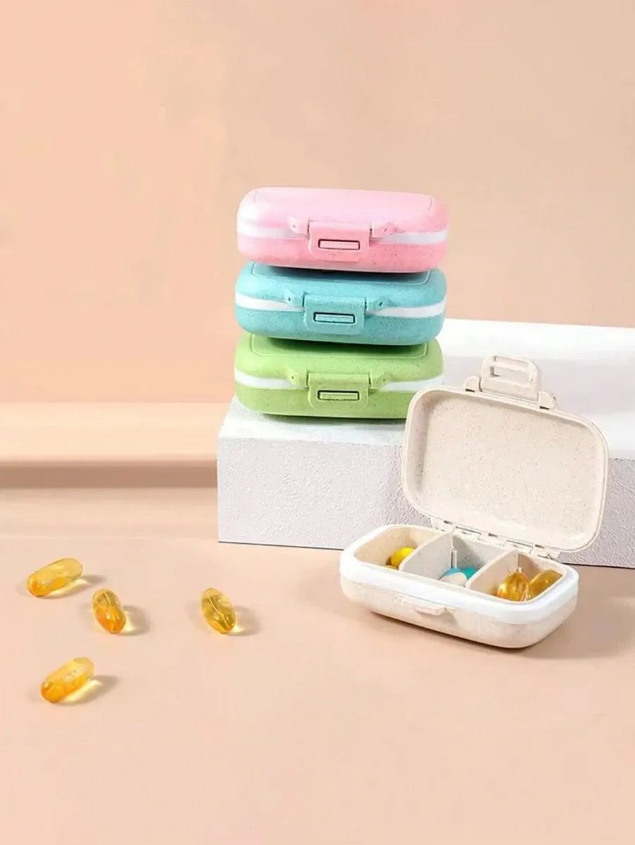 1PC RANDOM COLOR Mini Portable Pill Organizer Box - 3 Compartment Pill Box Tablet Storage Container, Weekly Pill Box, Medication Dispenser