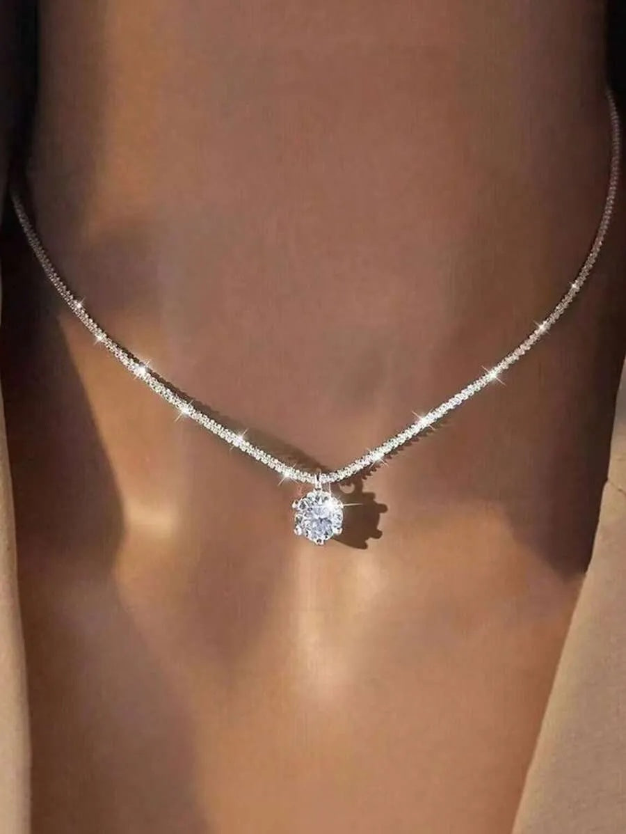 1PC New Women's Necklace Wedding Necklace Eternal Necklace Mother's Day Valentine's Day Luxury Women's Jewelry Gift, Suitable For Daily Wear And Festival Theme Decoration