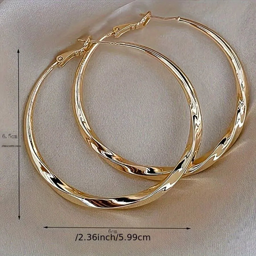 1 Pair Large Hollow Circle Hoop Earrings Jewelry Vintage Elegant Style For Women