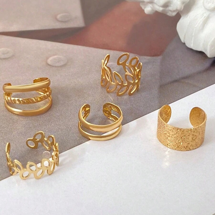 5pcs(1 SET) Vintage Fashion Accessories Adjustable Clip-On Earrings Set For Non-Pierced Cartilage Earrings, Suitable For Girls