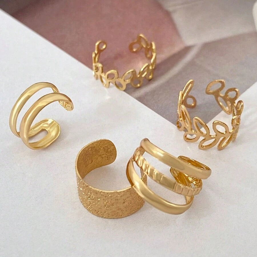 5pcs(1 SET) Vintage Fashion Accessories Adjustable Clip-On Earrings Set For Non-Pierced Cartilage Earrings, Suitable For Girls