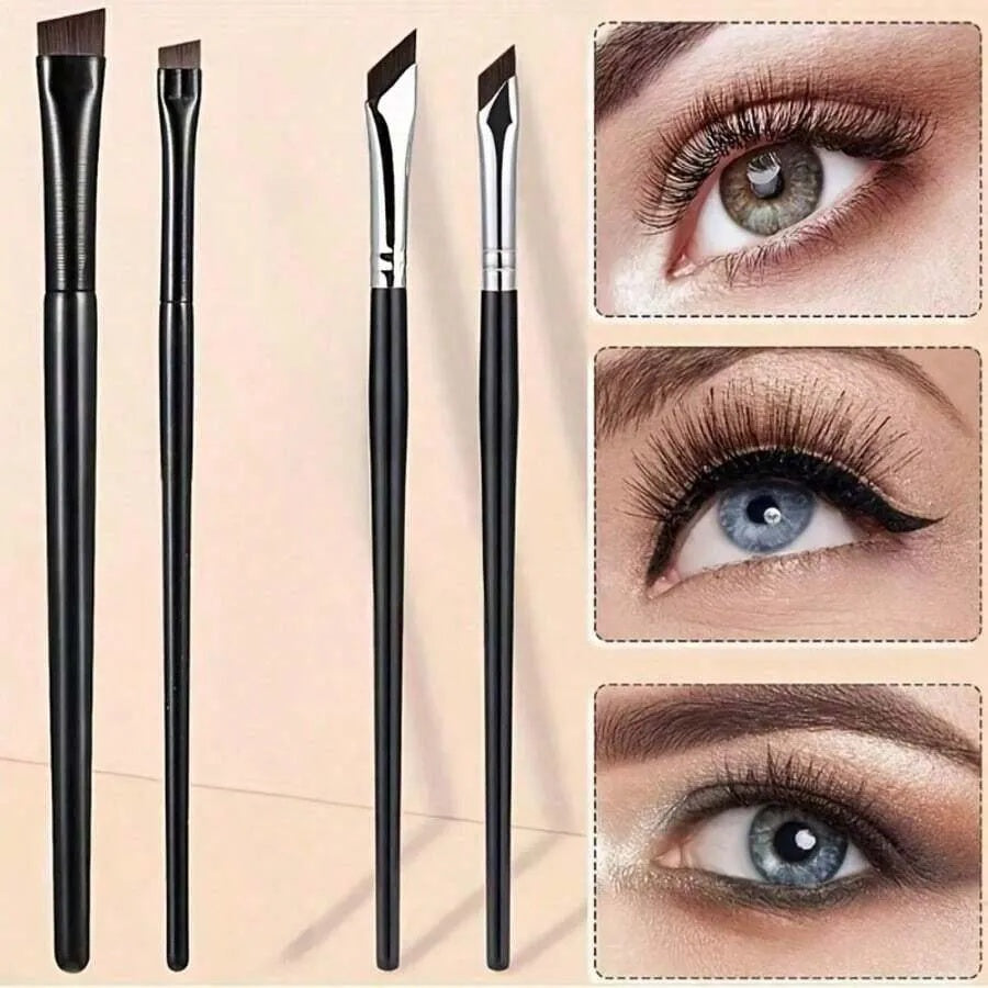 4PCS(1Pack) Ultra-Thin Diagonal Eyeliner Brush Set -  Diagonal Eyeliner Eyebrow Brush, Sickle Ultra-Thin Diagonal Flat Angle, Suitable For Silkworm Eyebrow Details Eye Makeup Beauty Makeup Tools