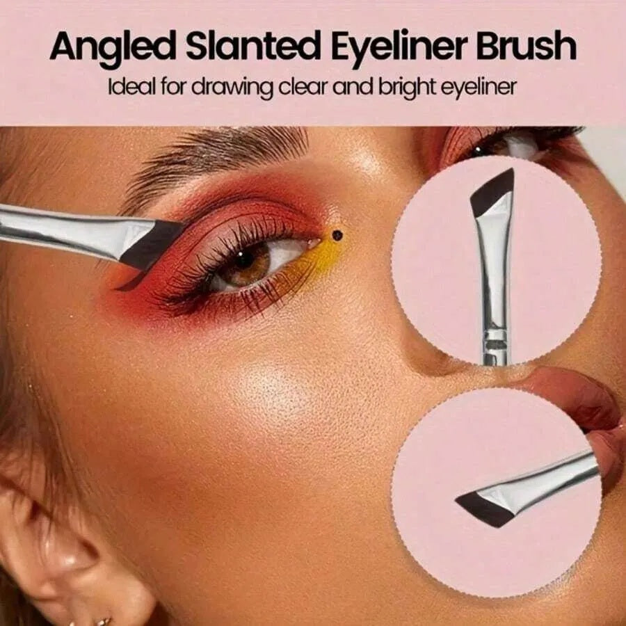 4PCS(1Pack) Ultra-Thin Diagonal Eyeliner Brush Set -  Diagonal Eyeliner Eyebrow Brush, Sickle Ultra-Thin Diagonal Flat Angle, Suitable For Silkworm Eyebrow Details Eye Makeup Beauty Makeup Tools