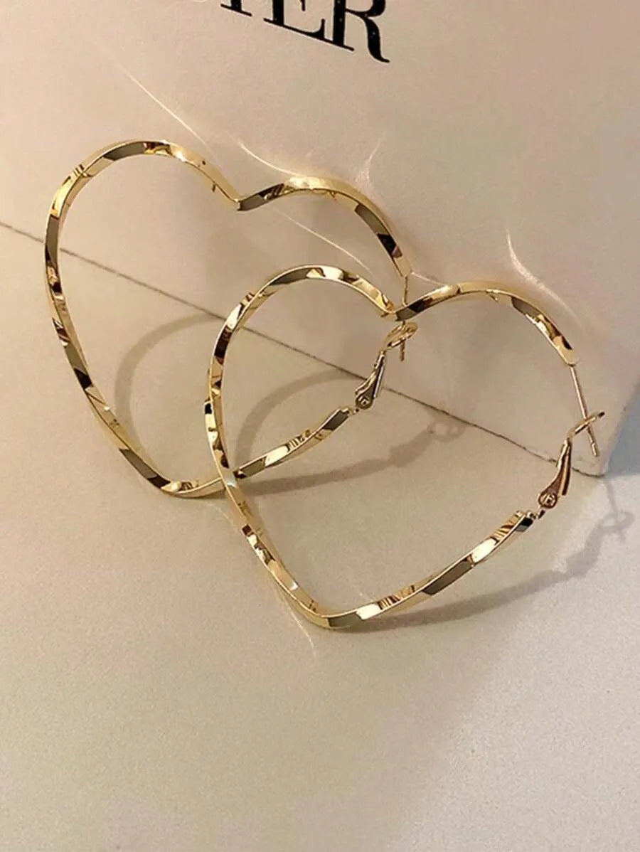 1 Pair Fashion Heart Shaped Twist Design Earrings, Elegant Casual Style For Women Valentines