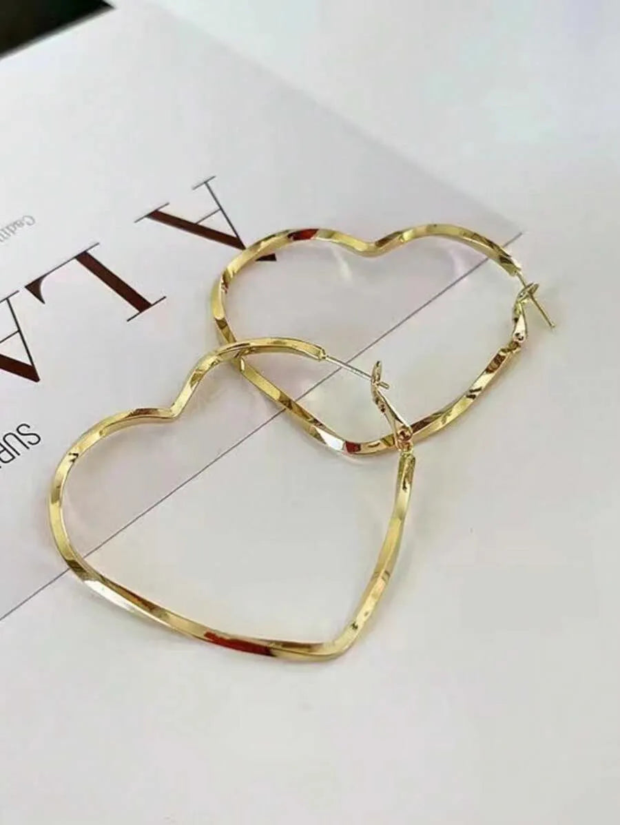 1 Pair Fashion Heart Shaped Twist Design Earrings, Elegant Casual Style For Women Valentines