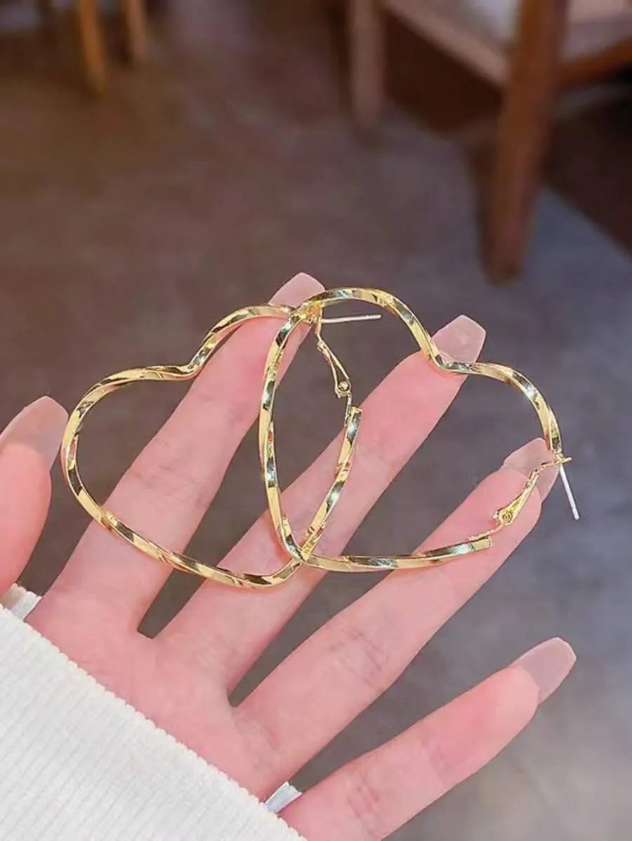 1 Pair Fashion Heart Shaped Twist Design Earrings, Elegant Casual Style For Women Valentines