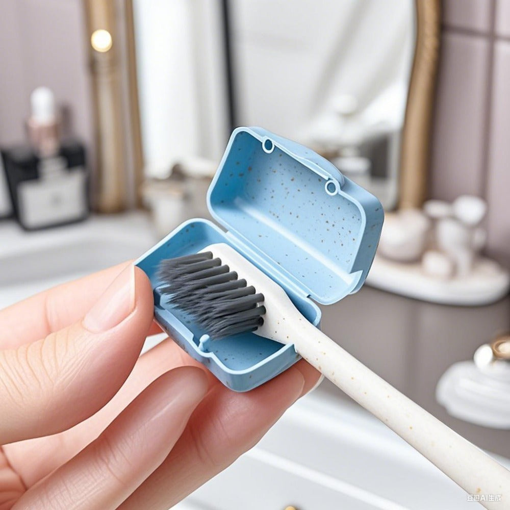 4PCS-1Pack Ultra-Portable Toothbrush Head Covers - Hygiene Protection Caps, Soft Colors (Mint Green, Light Blue, Beige, Pink), Fragrance-Free, Suitable For Home, Travel, Daily Use, And Outdoor Adventures