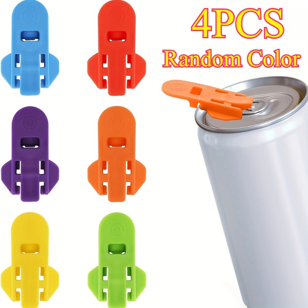 4PCS Manual Easy Can Opener Color Beverage Can Protective Cover Leakage Prevention Beer Top Ring Opening Tool, Suitable For Brewing Beer Beer Label
