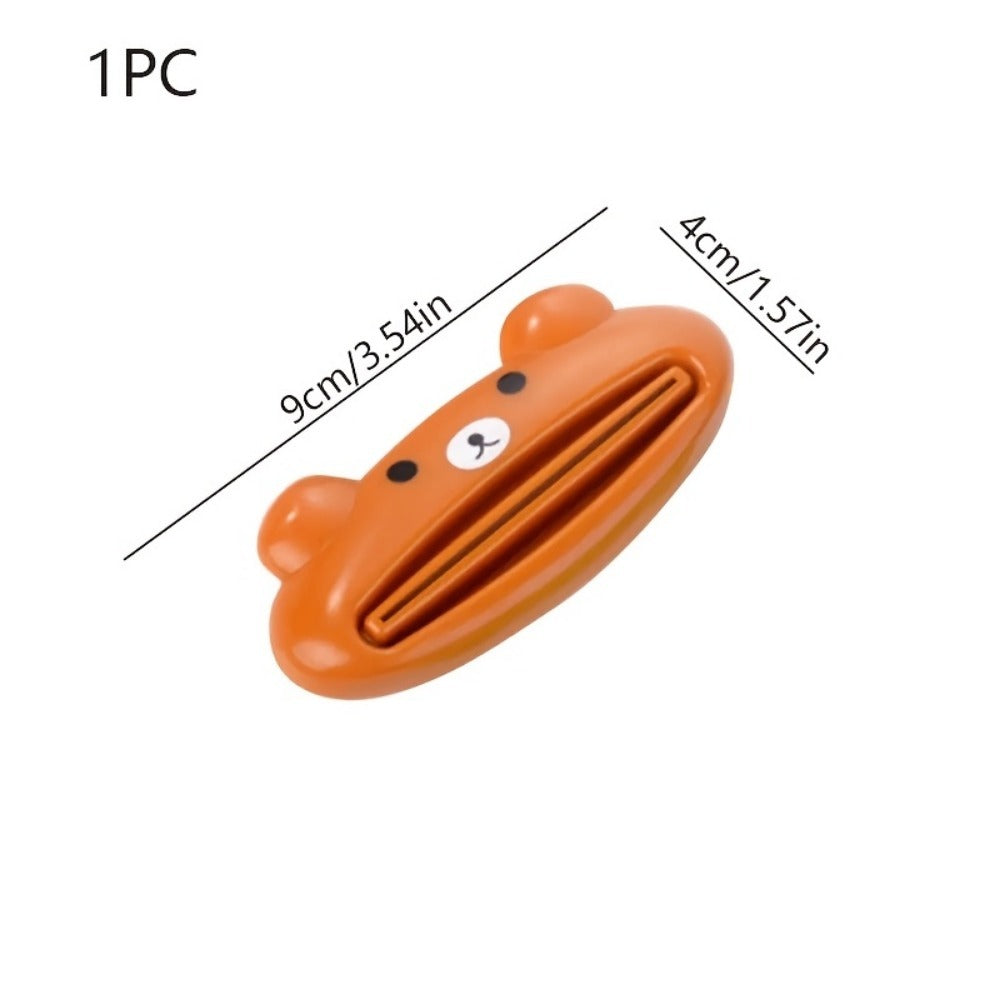 1pc Cartoon Animal Toothpaste Squeezer, Plastic Separate Bathroom Accessories, Fun Shape Cleaner Holder