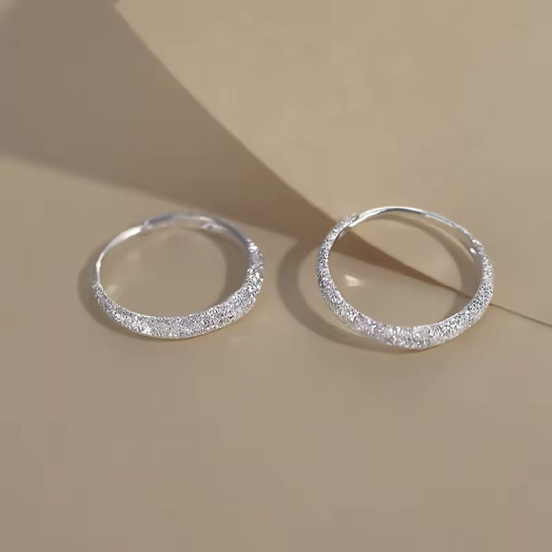 1PAIR(2pcs) "Sparkling Star River Hoop Earrings - Frosted Plated Elegance For Valentine's/Mother's Day - Dazzling Jewelry Gift For Women"